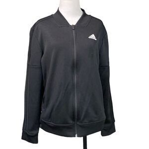 Adidas Womens Athletics Tricot Snap IT Track Bomber Jacket Black